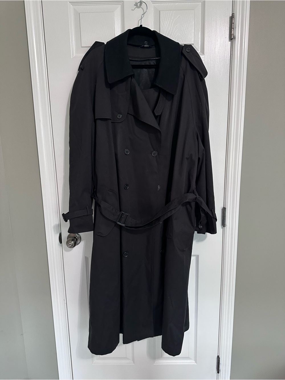 Stafford Black Double-Breasted Trench Coat